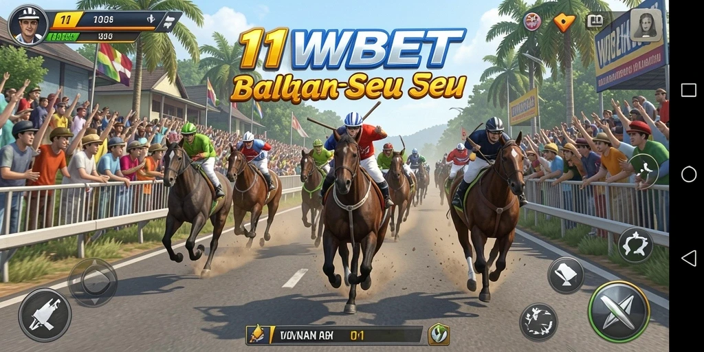 Screenshot dari gameplay balapan yang menegangkan di 11WBET.