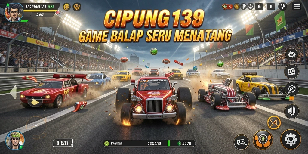 Screenshot menampilkan gameplay balapan yang intens dan seru.