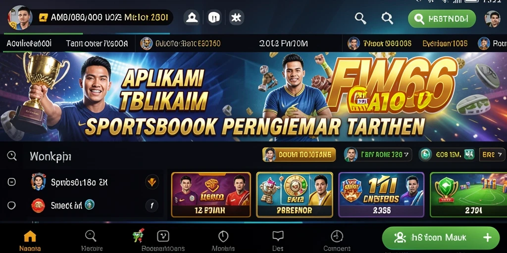 Tampilan utama FW66 menunjukkan antarmuka taruhan olahraga yang interaktif.