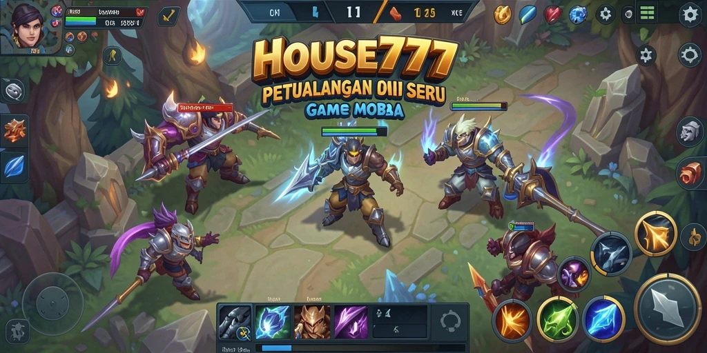 Tampilan seru pertempuran strategi dalam HOUSE777 MOBA.