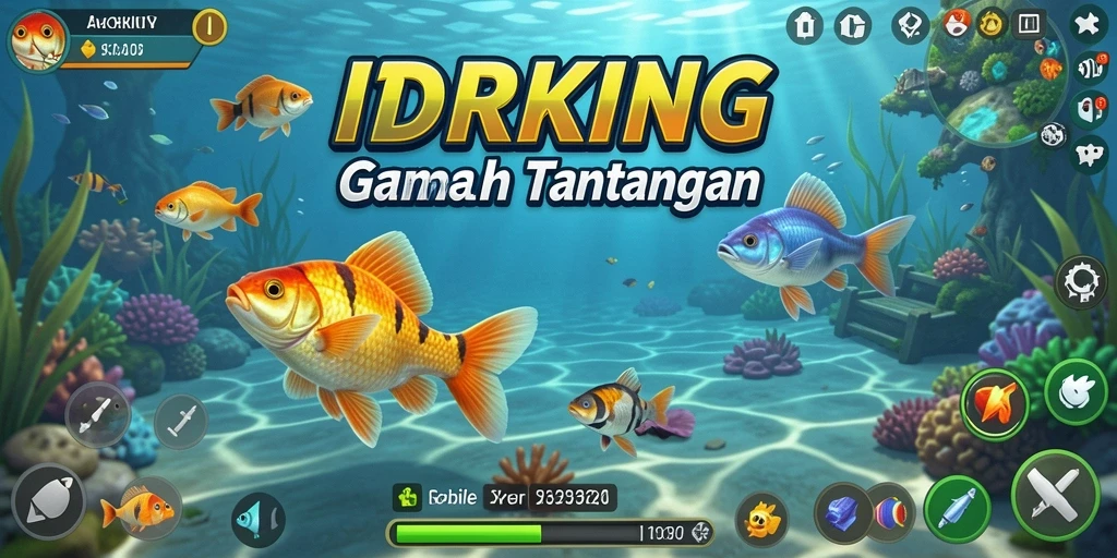 Gameplay IDRKING yang memikat dengan aksi memancing seru.