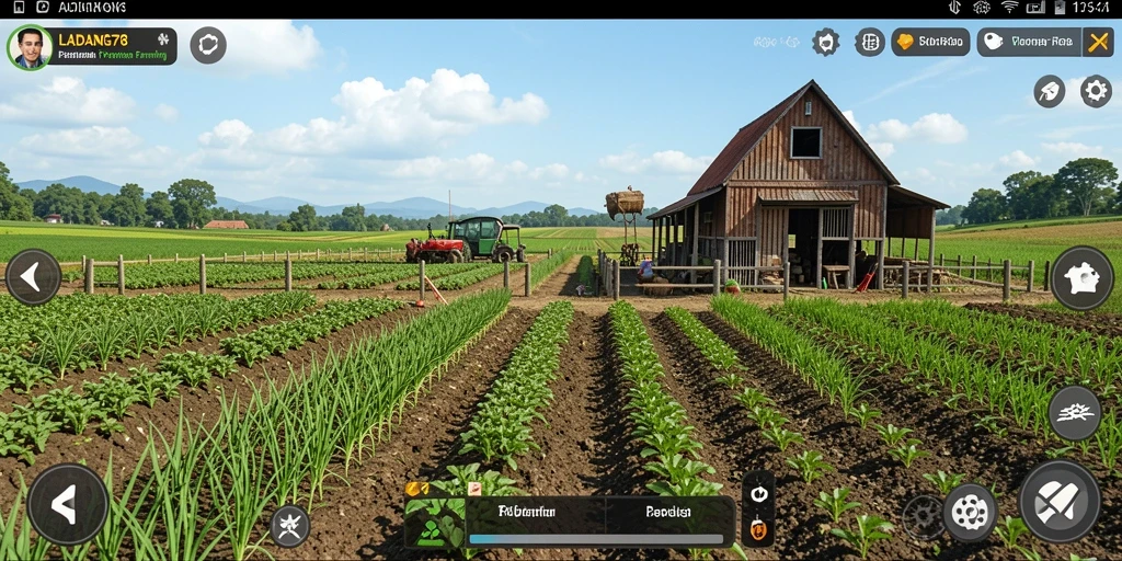 Tampilan gameplay <strong>LADANG78</strong> yang menampilkan ladang subur dan aktifitas bertani.