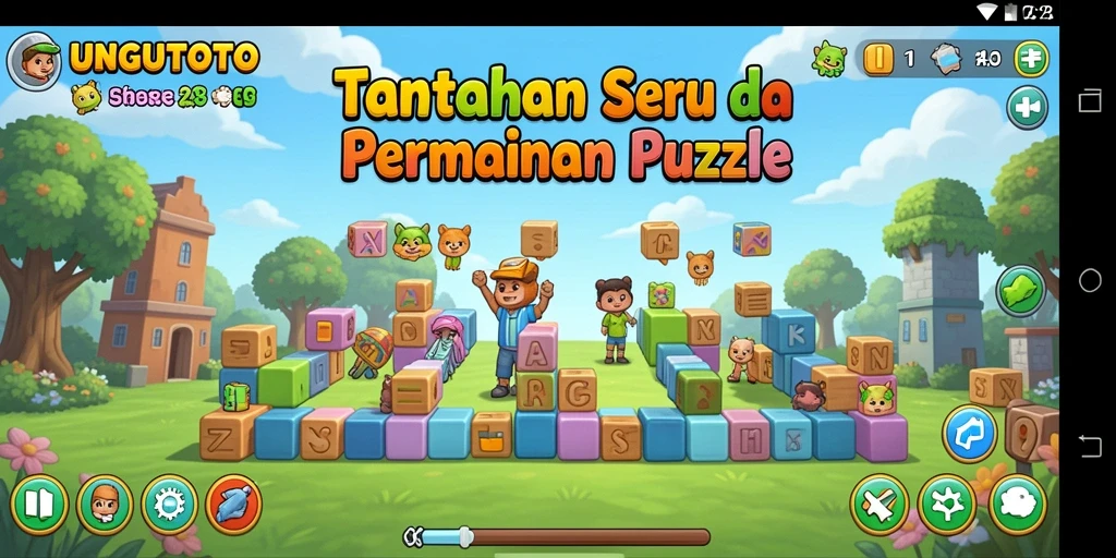 Tampilan gameplay UNGUTOTO yang menarik dalam menyelesaikan teka-teki.